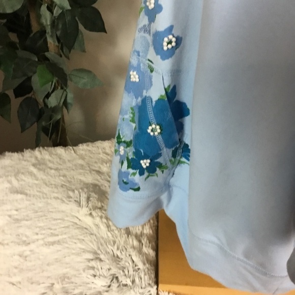 Sport Savvy 3X powder blue floral 3/4 sleeve zip up kangaroo style pocke… - Picture 10 of 14